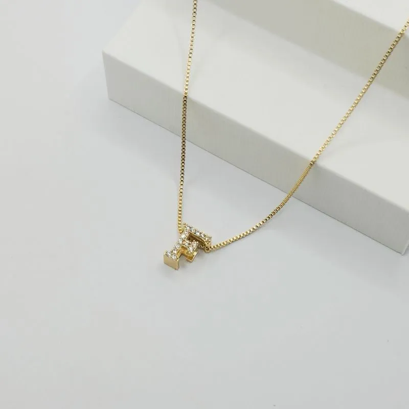 COLAR VENEZIANA COM PINGENTE LETRA F EM ZIRCÔNIA CRISTAL