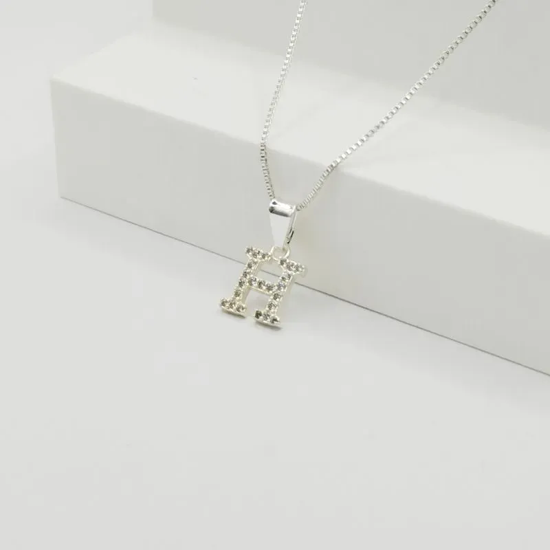 COLAR VENEZIANA COM PINGENTE LETRA H EM ZIRCÔNIA CRISTAL