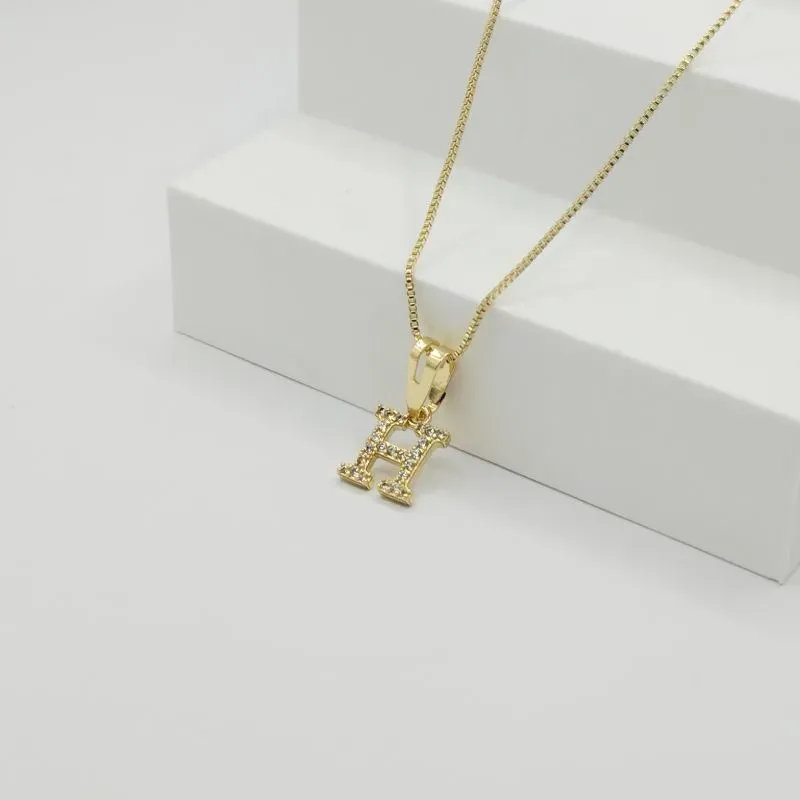 COLAR VENEZIANA COM PINGENTE LETRA H EM ZIRCÔNIA CRISTAL