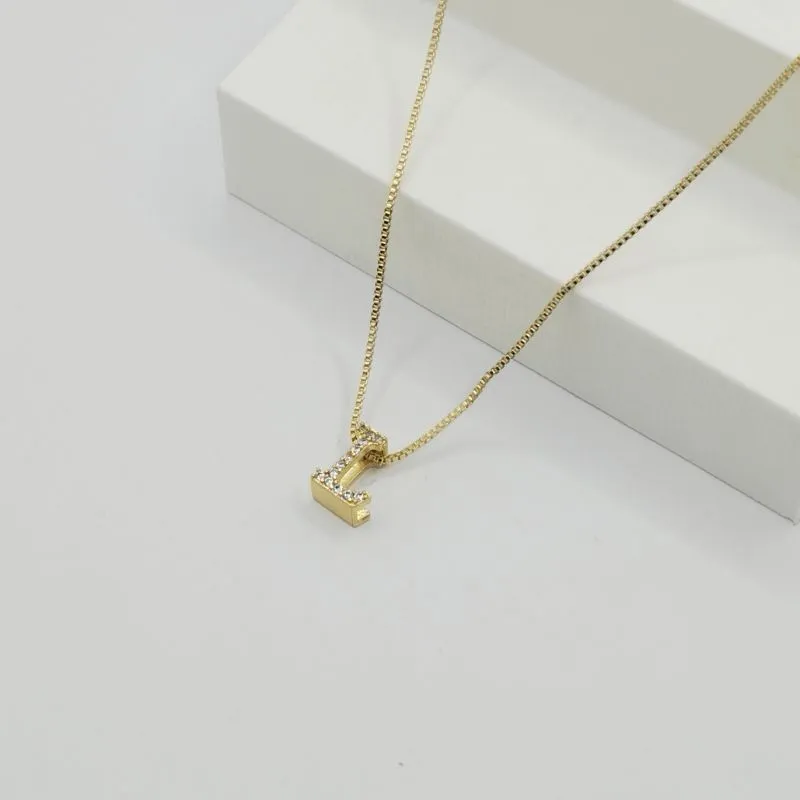 COLAR VENEZIANA COM PINGENTE LETRA L EM ZIRCÔNIA CRISTAL