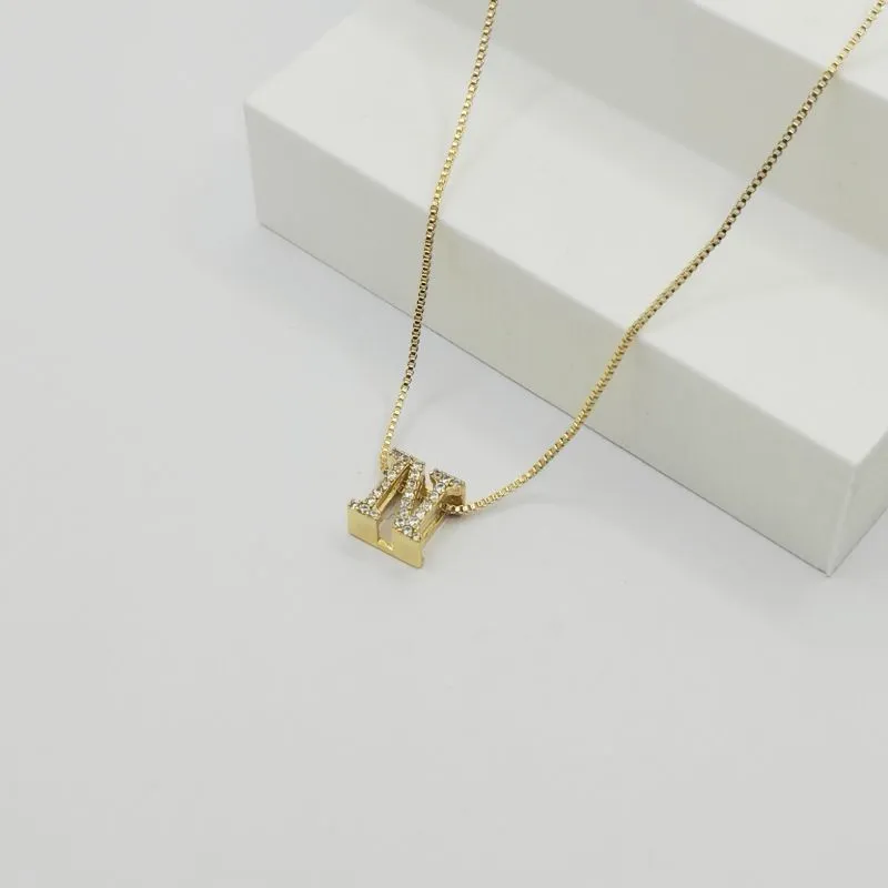 COLAR VENEZIANA COM PINGENTE LETRA N EM ZIRCÔNIA CRISTAL