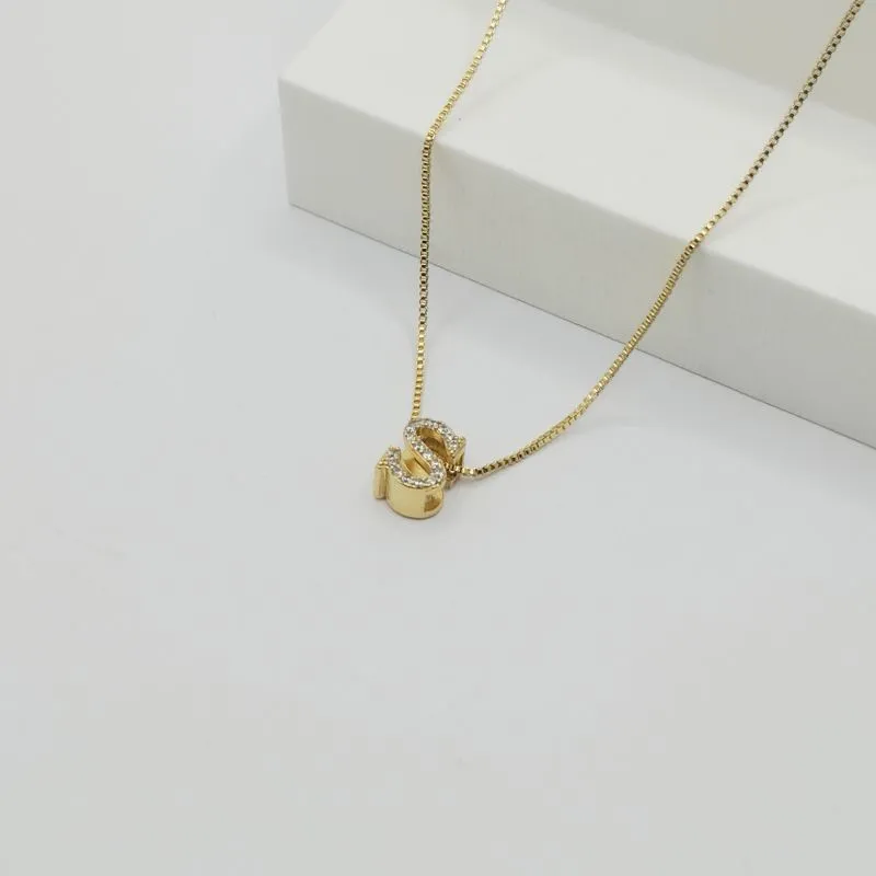 COLAR VENEZIANA COM PINGENTE LETRA S EM ZIRCÔNIA CRISTAL