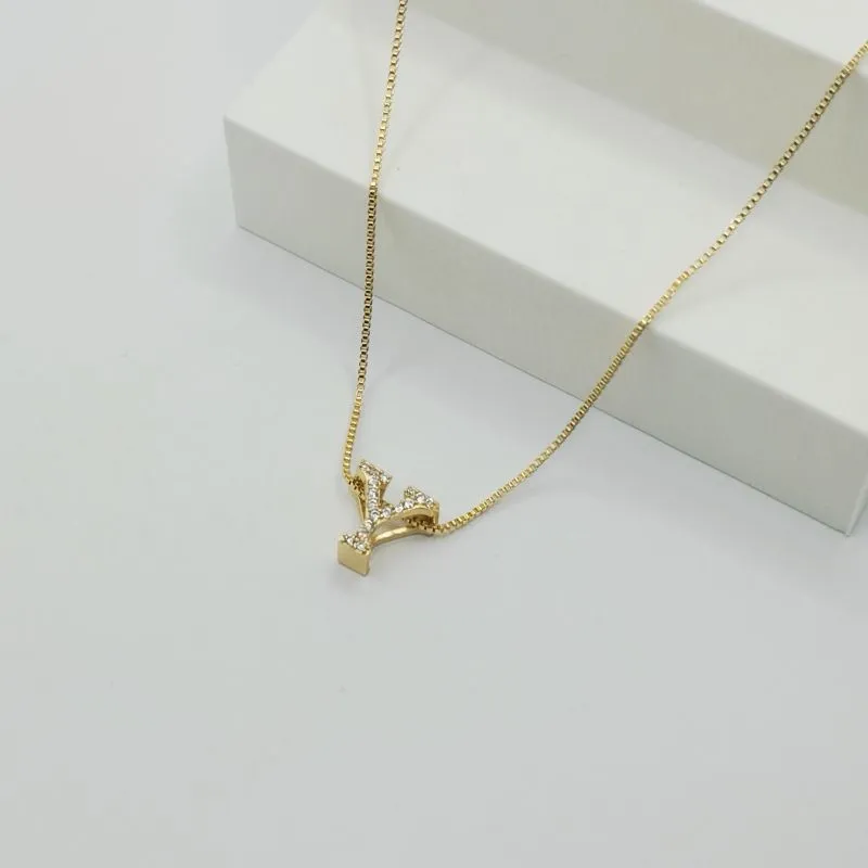 COLAR VENEZIANA COM PINGENTE LETRA Y EM ZIRCÔNIA CRISTAL