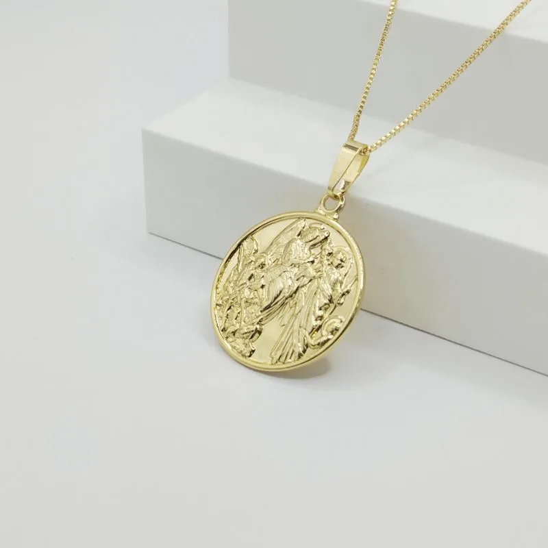 COLAR VENEZIANA COM PINGENTE MEDALHA 3 ANJOS