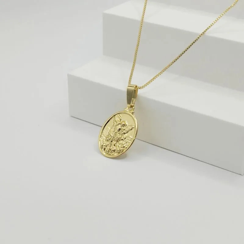 COLAR VENEZIANA COM PINGENTE MEDALHA SÃO JORGE