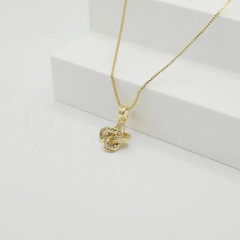 COLAR VENEZIANA COM PINGENTE NÓ EM ZIRCÔNIA CRISTAL