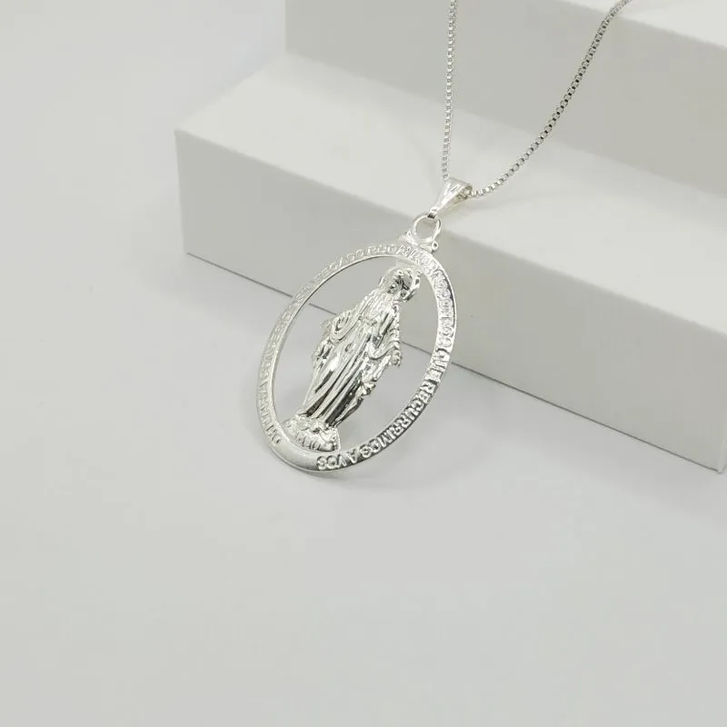 COLAR VENEZIANA COM PINGENTE MEDALHA NOSSA SENHORA DAS GRAÇA