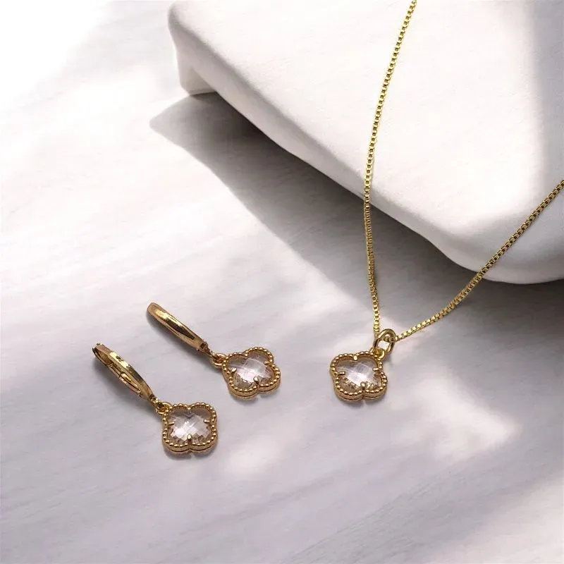 CONJUNTO CORRENTE VENEZIANA VAN CLEEF ZIRCONIA CRISTAL
