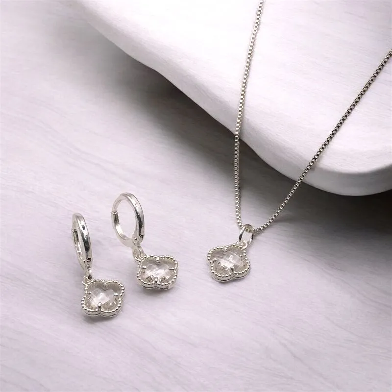 CONJUNTO CORRENTE VENEZIANA VAN CLEEF ZIRCONIA CRISTAL