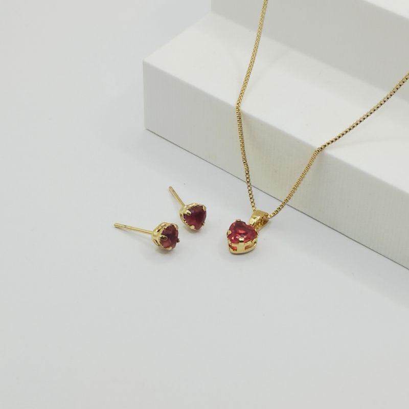 CONJUNTO VENEZIANA COM PONTO DE LUZ CORAÇÃO VERMELHO