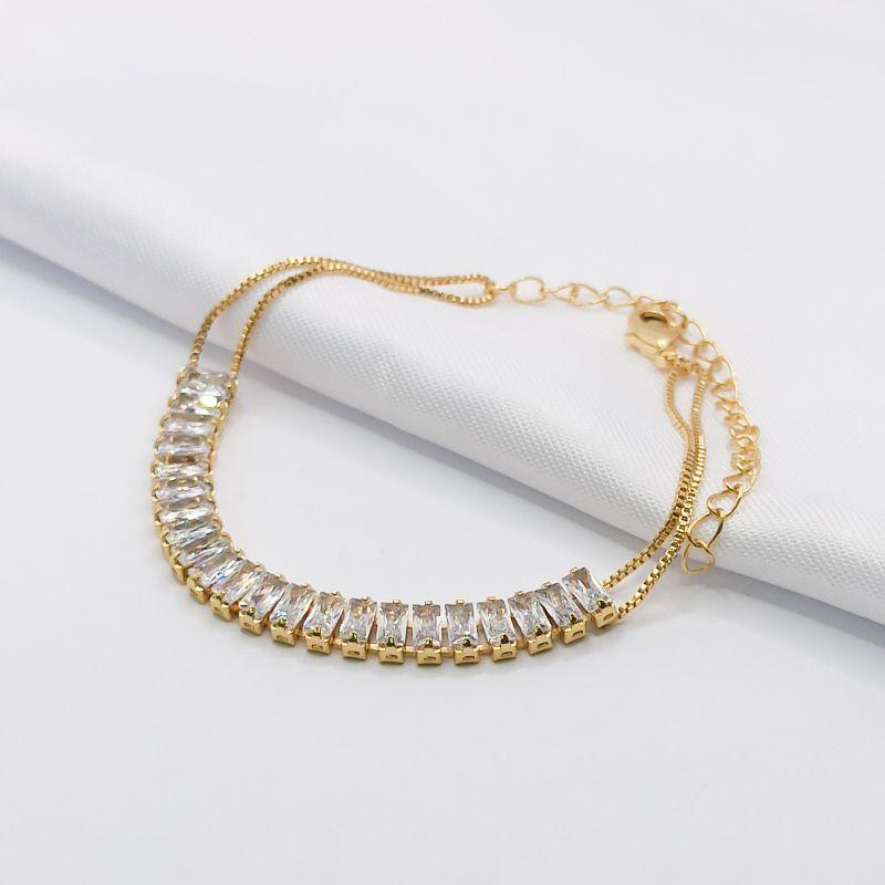 PULSEIRA DUPLA COM BAGUETE CRISTAL