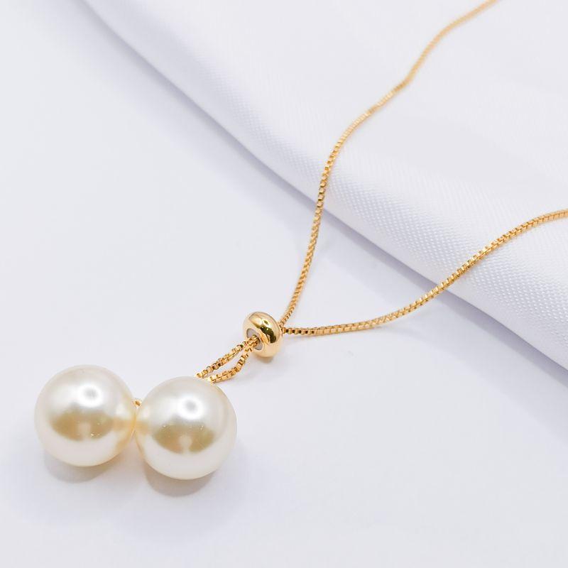 COLAR GRAVATINHA AJUSTÁVEL COM DUAS PÉROLAS