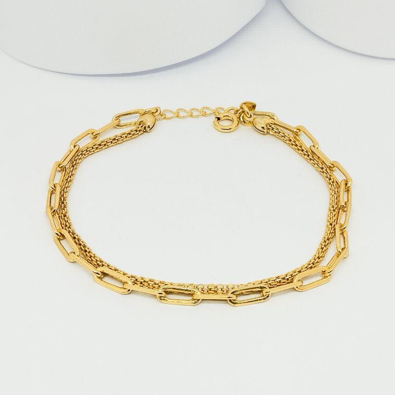 PULSEIRA DUPLA ELO CARTIER E MALHA DIAMANTADA