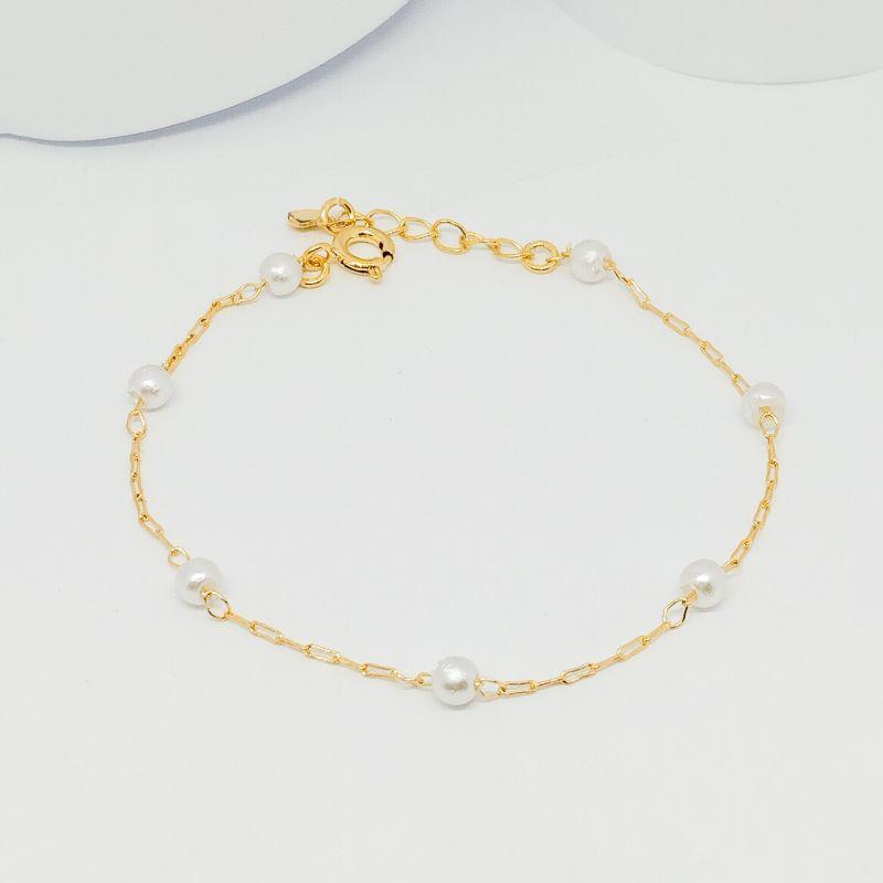 PULSEIRA ELO FINO INTERCALADO COM PÉROLA