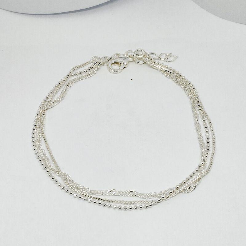 PULSEIRA TRIPLA COM BOLINHA, VENEZIANA E ELO GRUMET