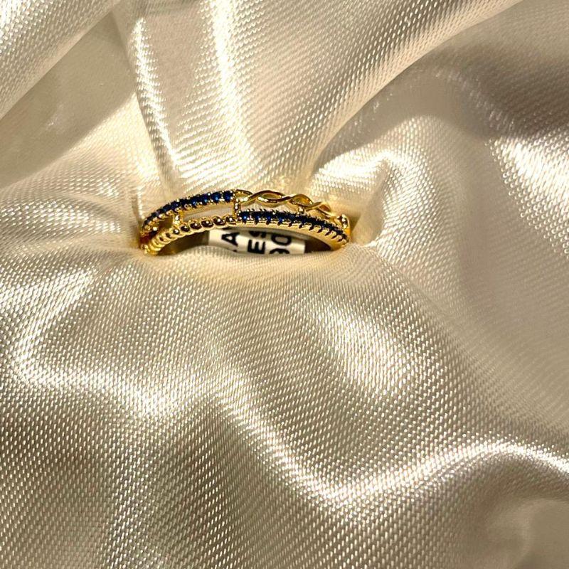 ANEL CRAVEJ ZIRCONIAS AZUL /FIOS