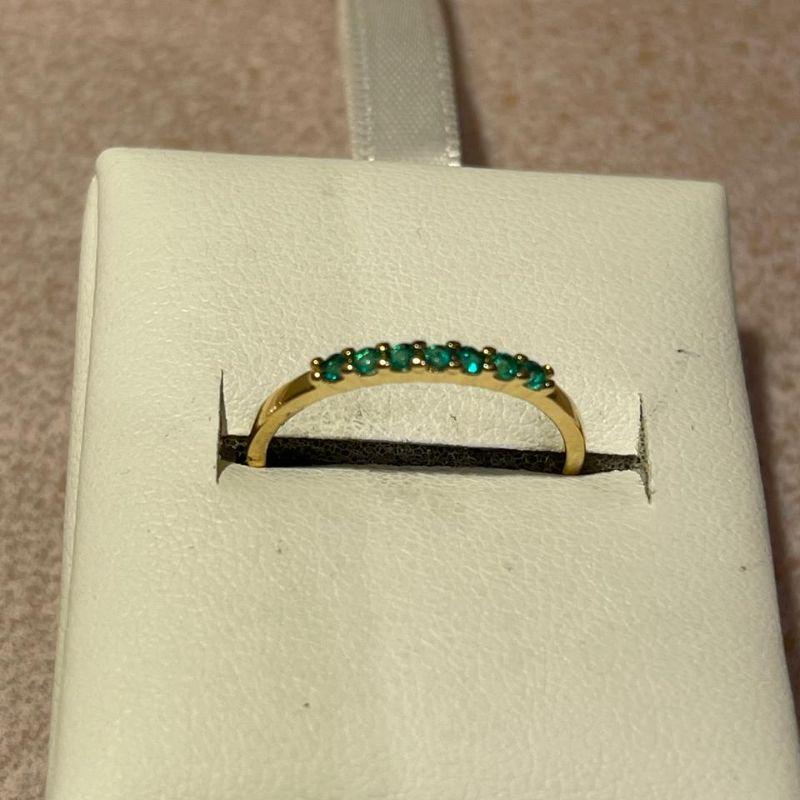 ANEL CRAVEJADO  VERDE 7 PEDRAS