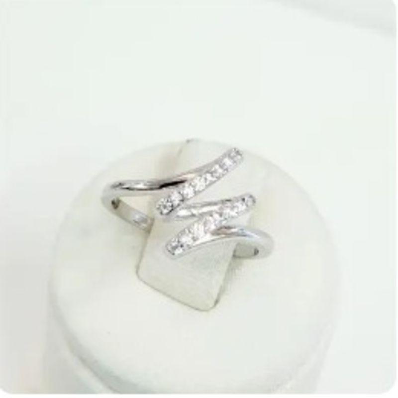 COL006-ANEL 2 VOLTAS ZIG ZAG CRAVEJADO CRISTAL