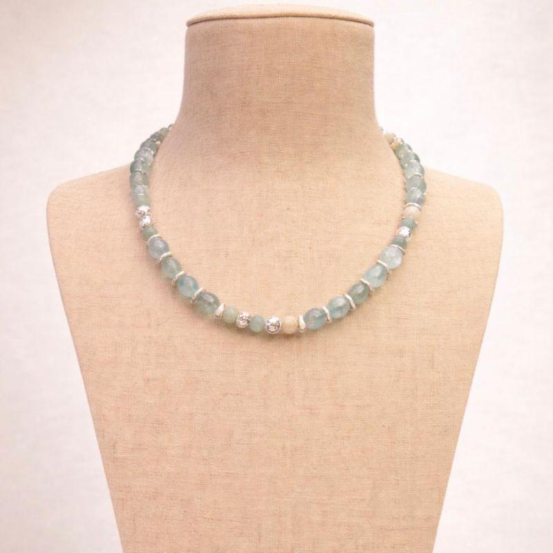 COLAR MAX COM PEDRAS NATURAIS VERDE REDONDO