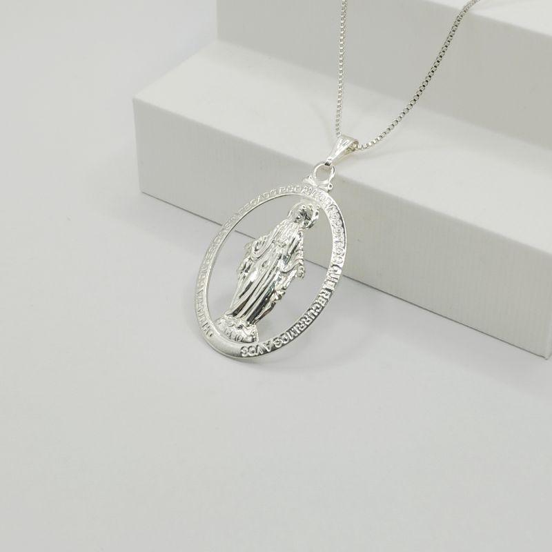 COLAR VENEZIANA COM PINGENTE MEDALHA NOSSA SENHORA DAS GRAÇA