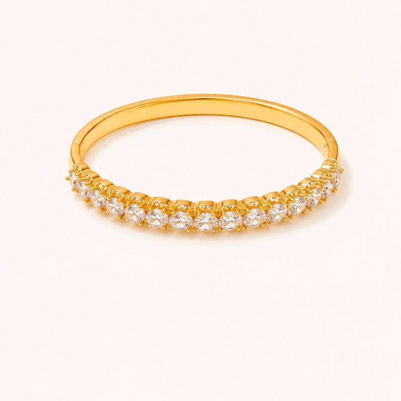 BRACELETE RIGIDO DOURADO CRAVEJADO