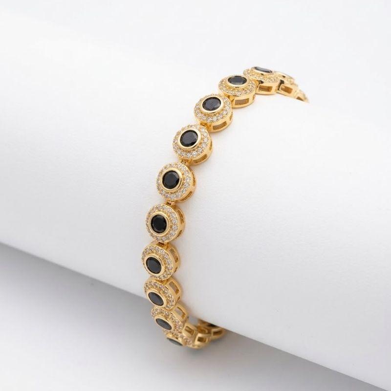 PULSEIRA COM ZIRCONIAS E FUNDO PRETO