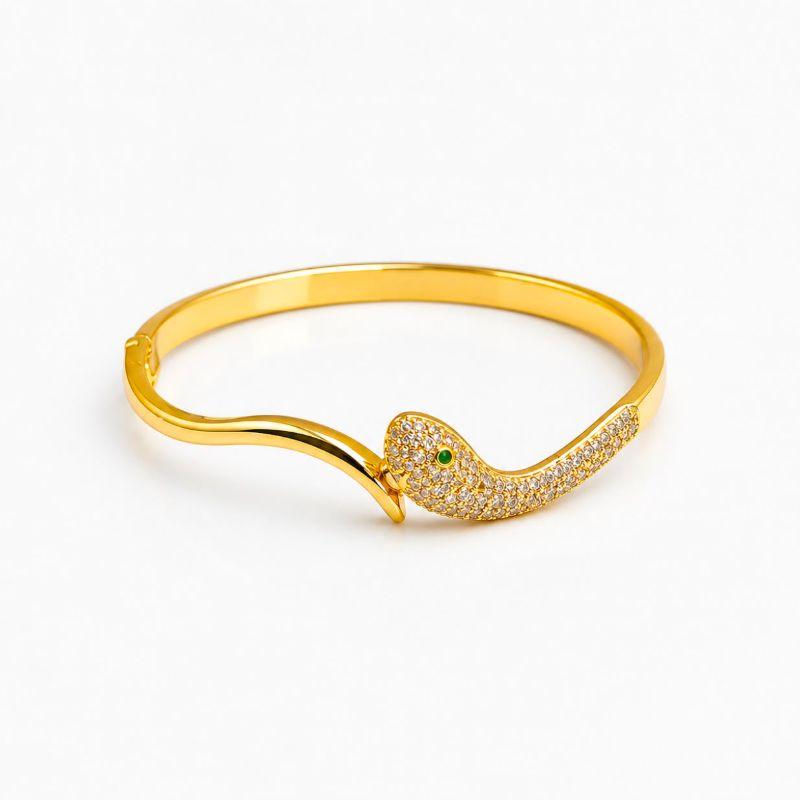 BRACELETE DOURADO COBRA CRAVEJADO
