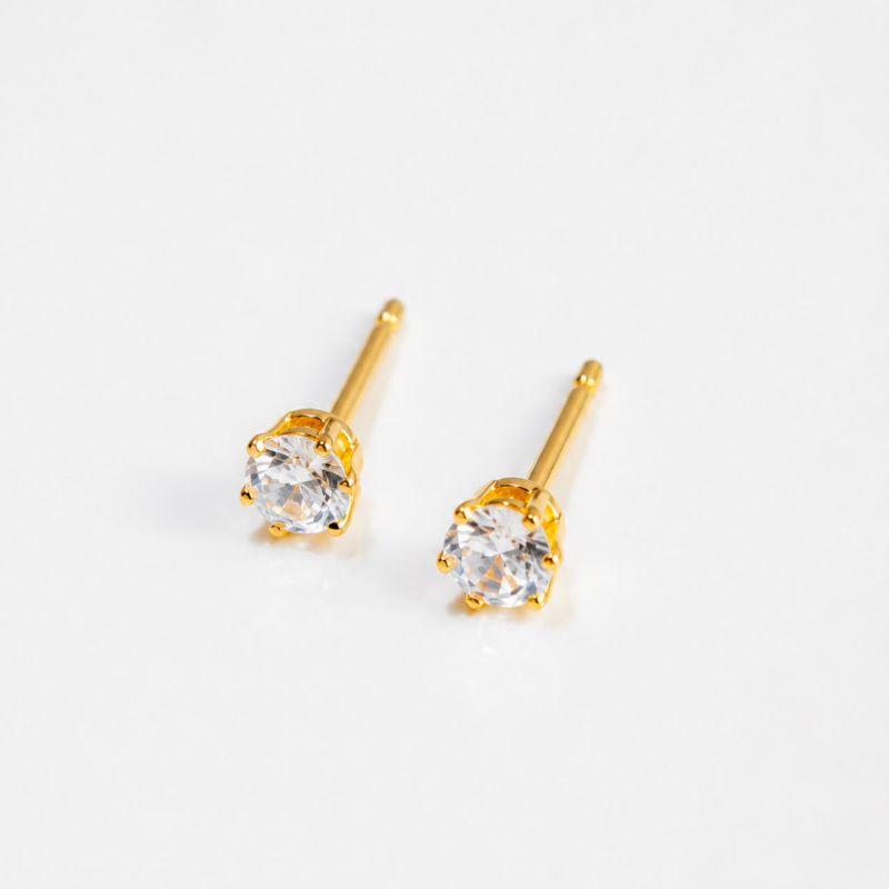 BRINCO PONTO DE LUZ EM ZIRCONIA REDONDA CRISTAL GALERIA IMPORTADA 3MM