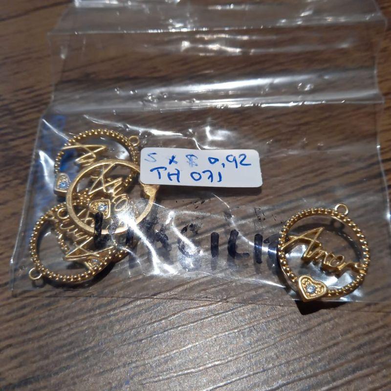 COL006- COLAR-PINGENTE CIRCULO AMOR COM CORAÇAO EM ZIRCONIA