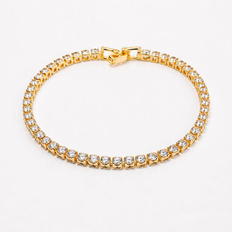 PULSEIRA RIVIERA CARRE 3*3MM 18CM COM FECHO DE PRESSÃO EM ZIRCONIA CRISTAL
